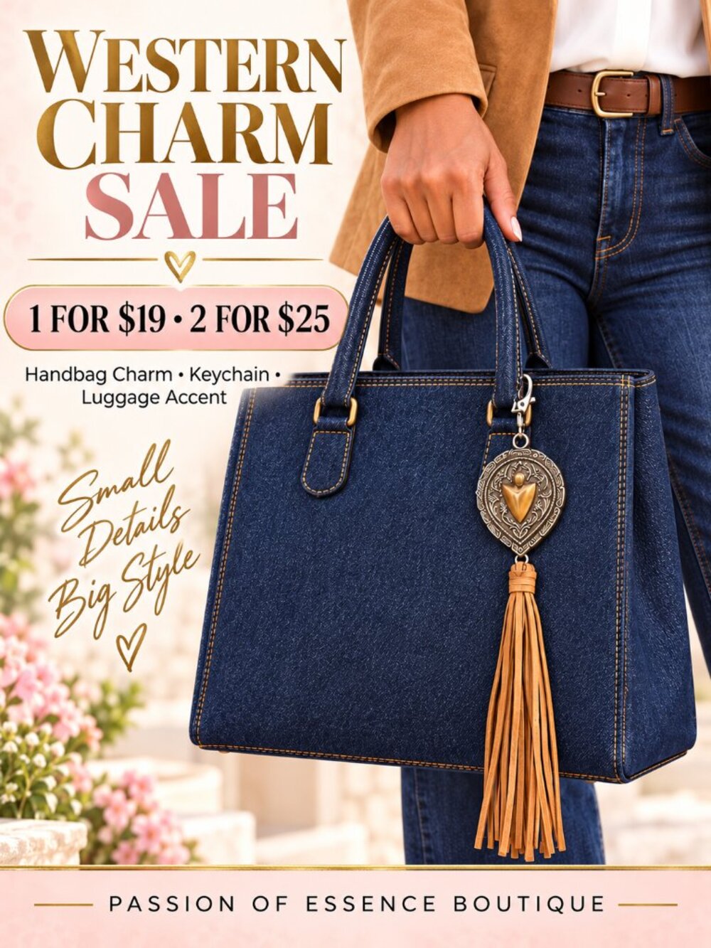 Western Arrowhead Tassel Handbag Charm Keychain – 1 for $19 or 2 for $25